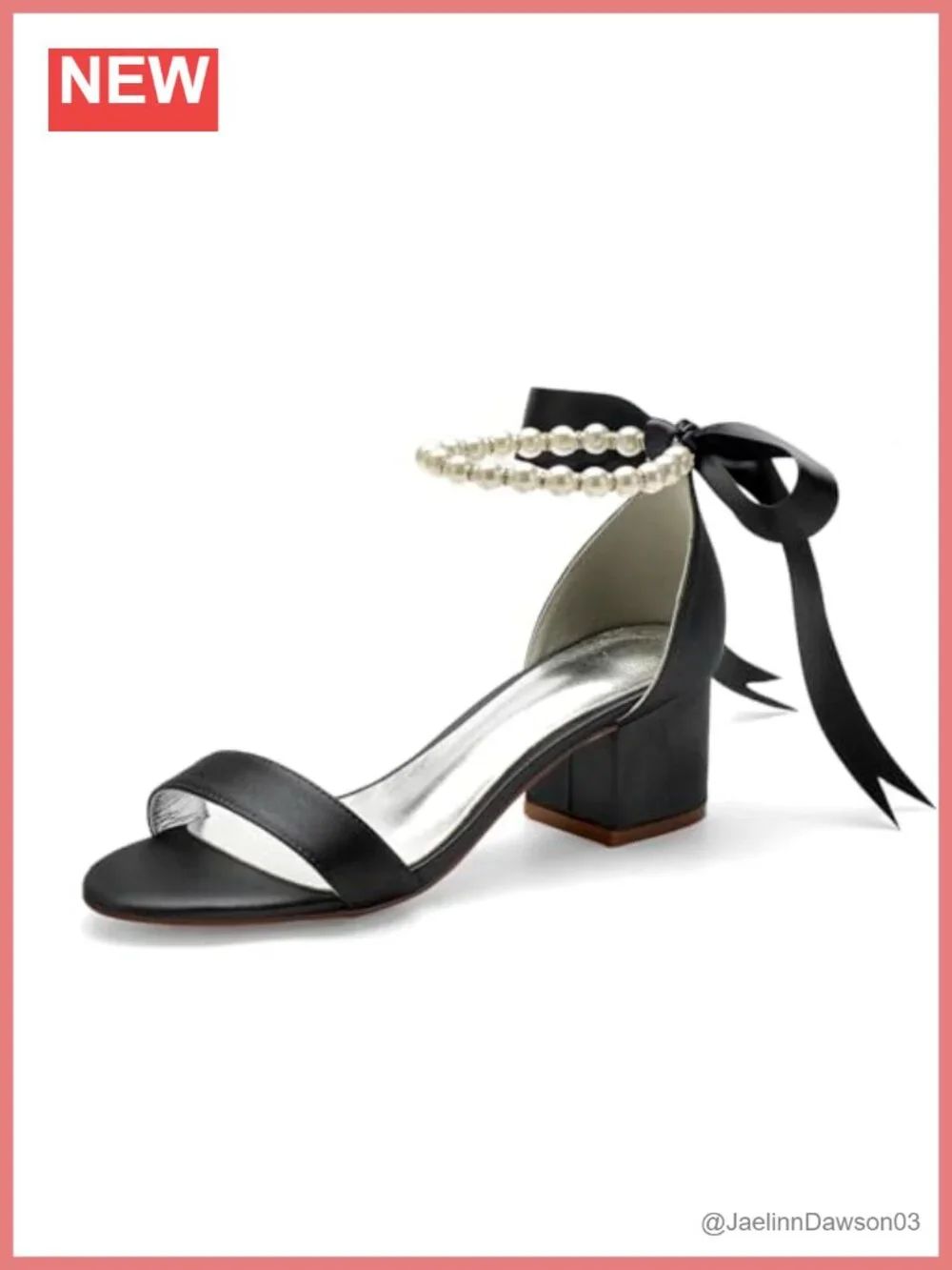 Women's Low Block Heel Sandals Peep Toe Ankle Strap Pearl Wedding Dress Shoes
